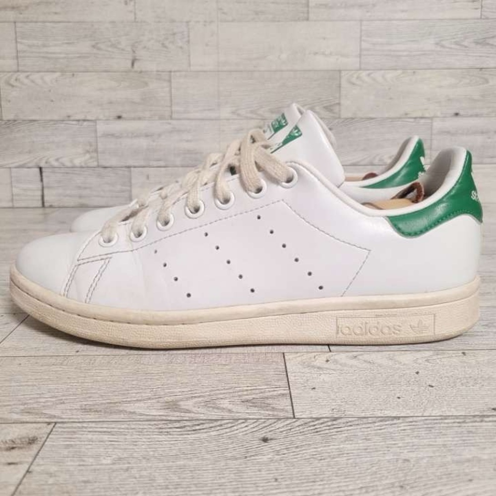 Women’s Adidas Stan Smith Classic White Green Leather Low Top Sneakers Size 7